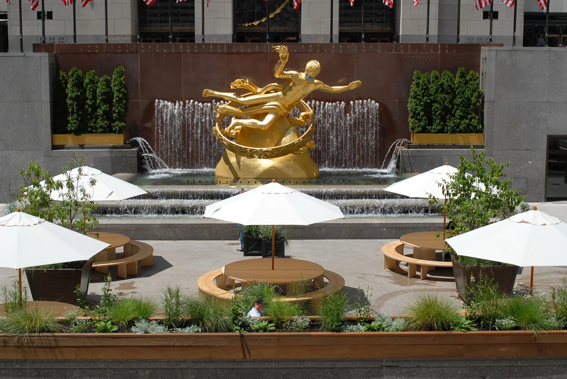 The Rink summer garden Rockefeller Center