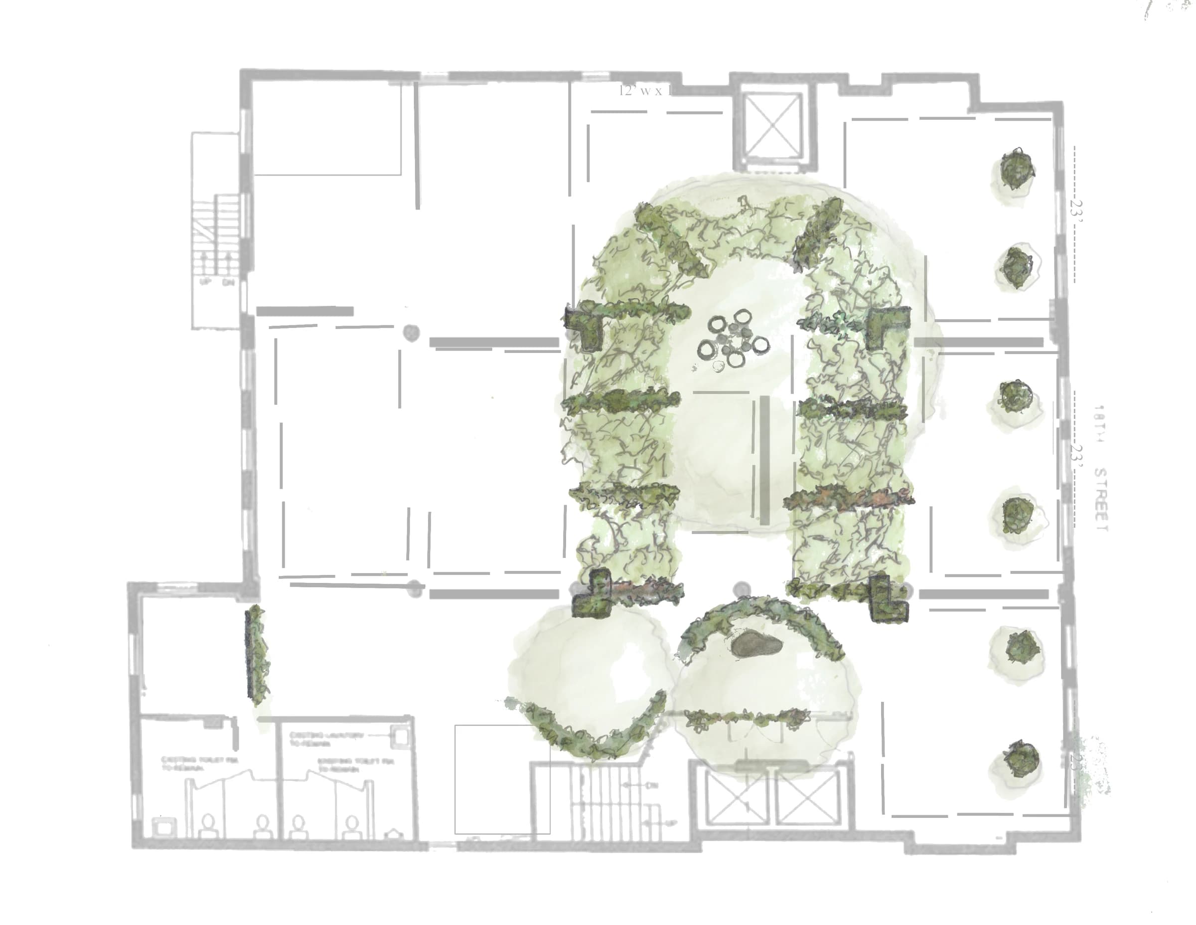 Downtown fashion showroom interior planting