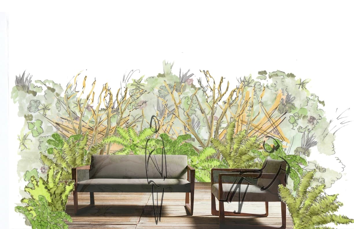 Downtown fashion showroom interior planting