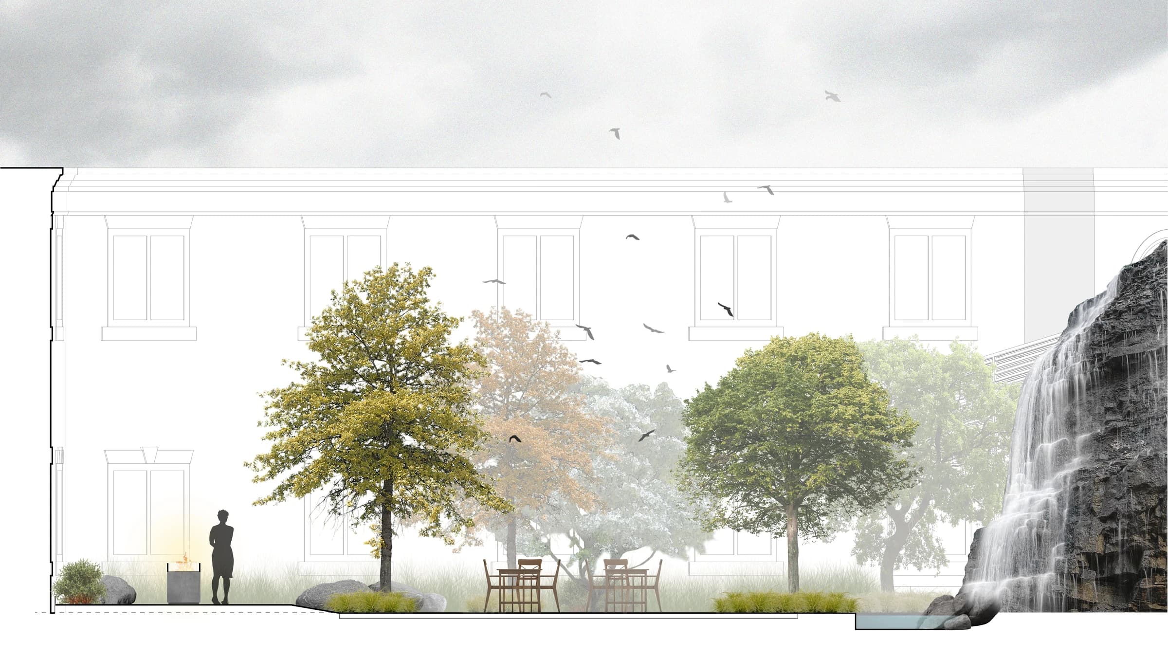 Salem rehabilitation courtyard